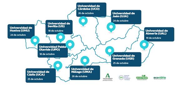 Mapa con fechas idaton en Universidades